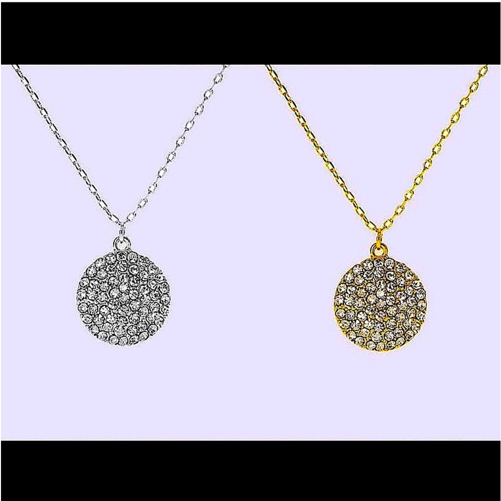 ‼️LAST ONE‼️🆕🌿SILVER CZ Dipped Dainty Disk Necklace